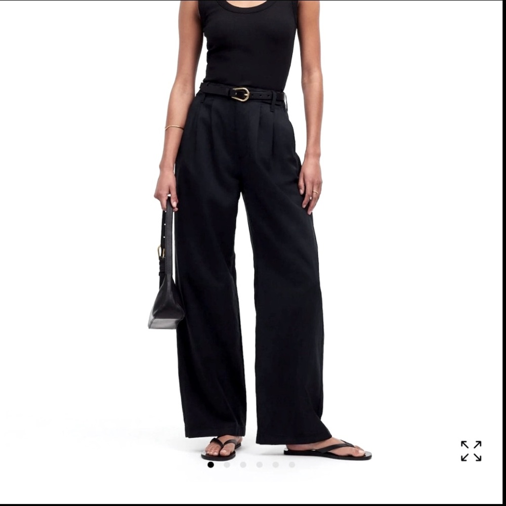 Madewell Black Wide Leg Pants with Belted Waist